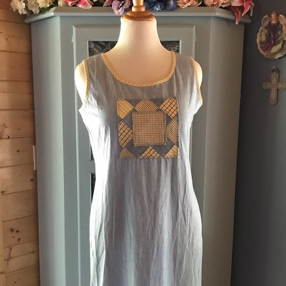 SAINT GERMAIN -PARIS Denim Dress w/Patchwork. NEW! - Picture 3 of 5