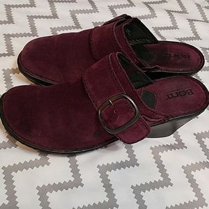 Born open back clog suede and leather