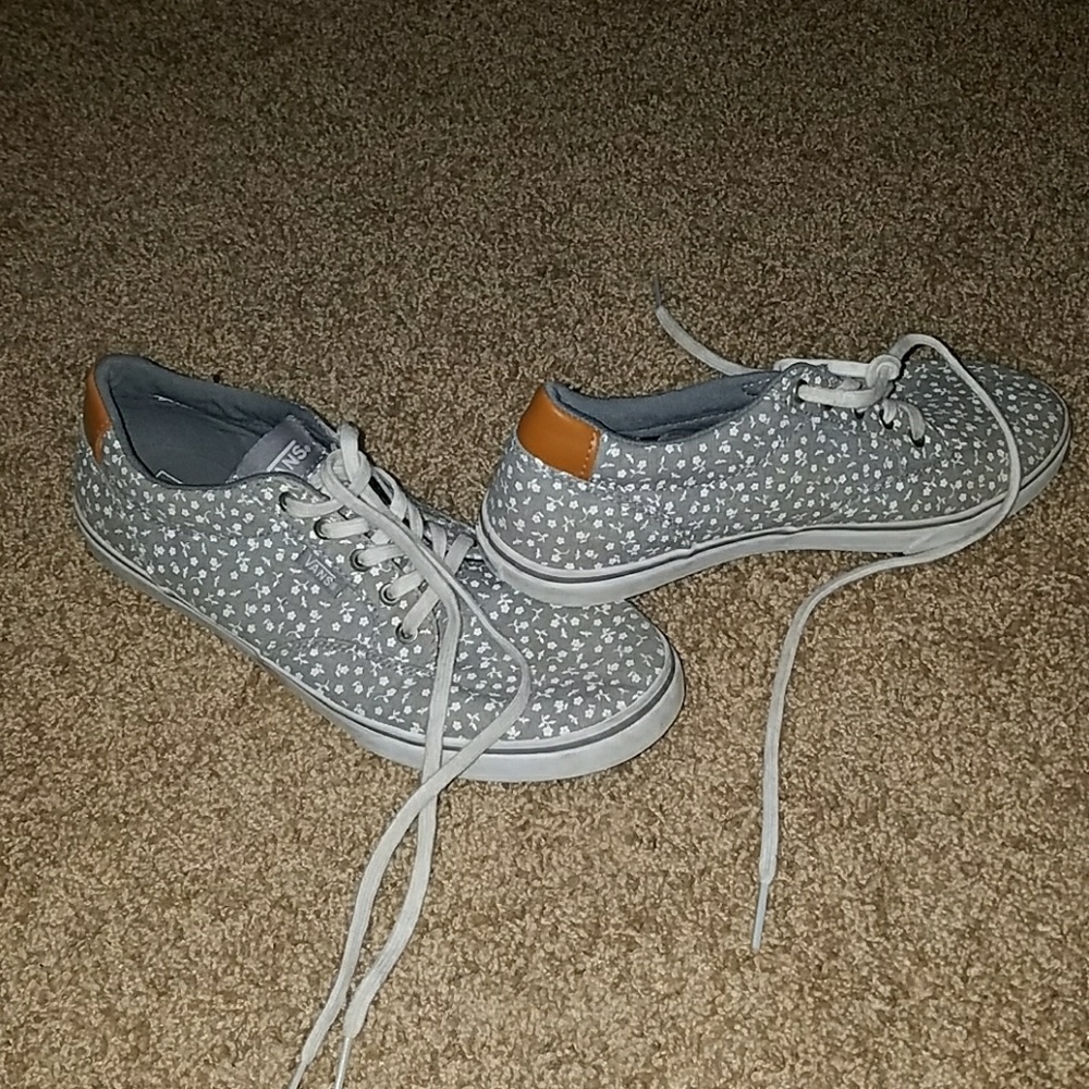 Floral print grey vans