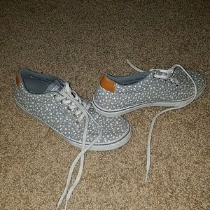 Floral print grey vans
