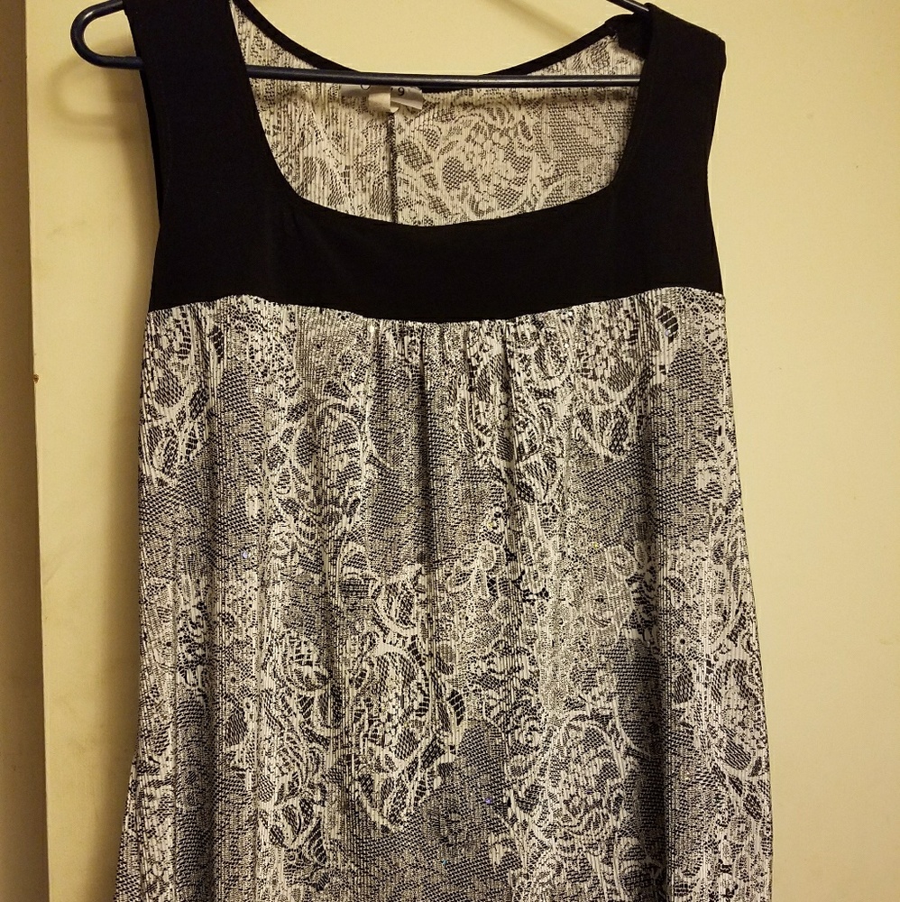 Black & Silver Sleeveless Blouse