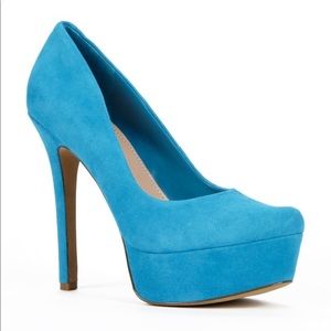 Jessica Simpson suede baby blue platforms