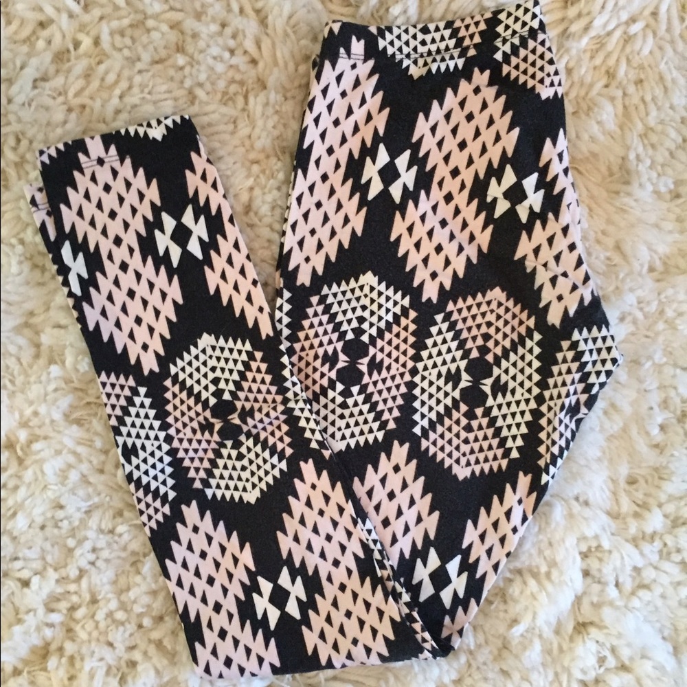 Pink, Black, and Grey Aztec leggings