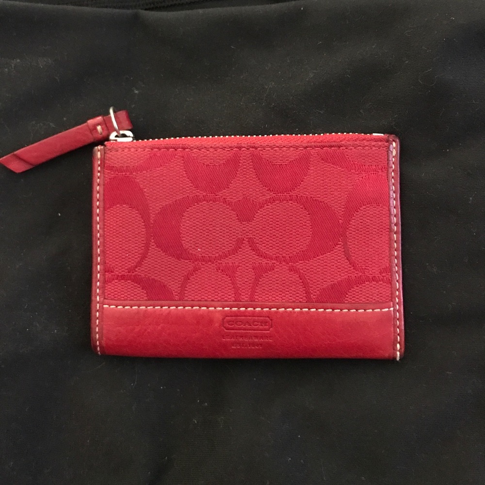 Small Leather and Fabric Coach Coinpurse