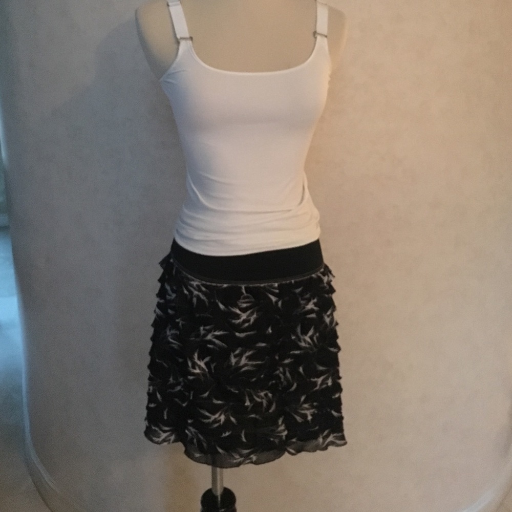 Free People Black & White Tiered Mini Skirt  S/P