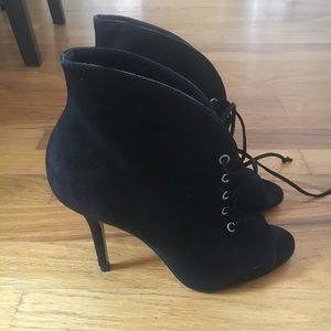 xSOLDx Aldo suede peep-toe lace-up booties