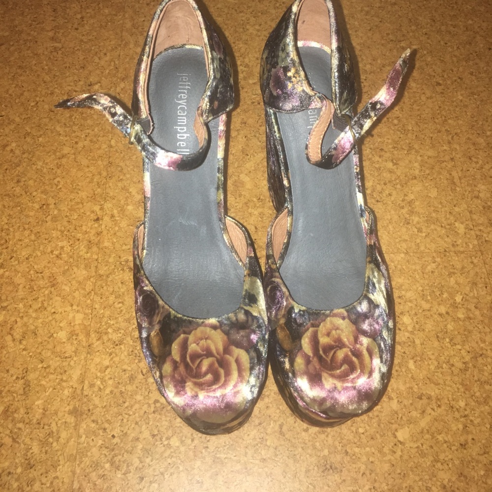 Jeffrey Campbell Velvet Flower platforms