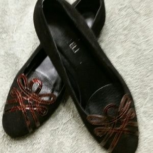 Black Suede with Brown Leather Detail