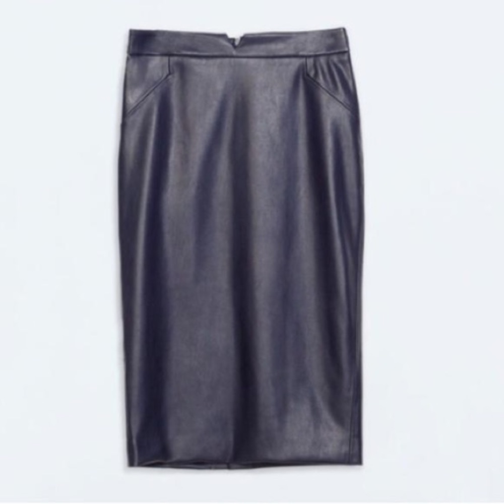 ZARA Navy Blue Pleather Pencil Skirt