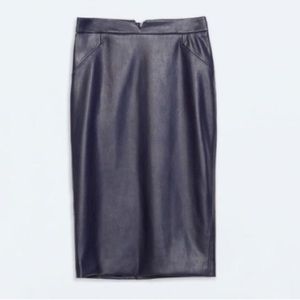 ZARA Navy Blue Pleather Pencil Skirt