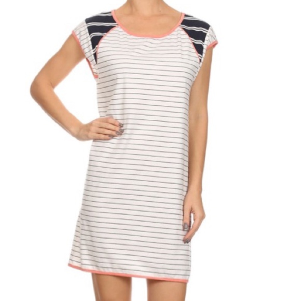 Striped keyhole back dress