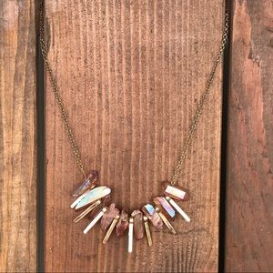 Geode, Gold and Pink Statement Necklace