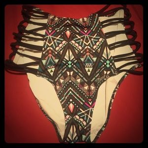 High Waist Pink Geometric Bikini Bottom