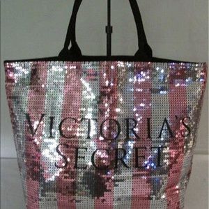 Victoria's Secret pink and silver sequin bag