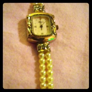 Silver & Pearls Bracelet Watch
