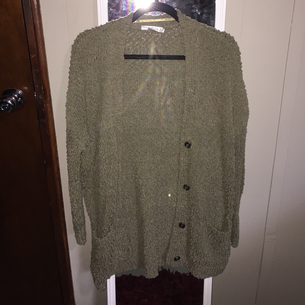 Oversized Olive Green Cardigan