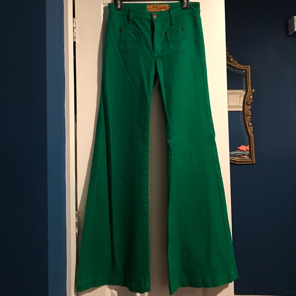 Dittos Denim Kelly Green Wide Leg Jeans