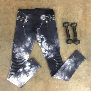Blue Life Fit Onyx tie dye zipper moto legging