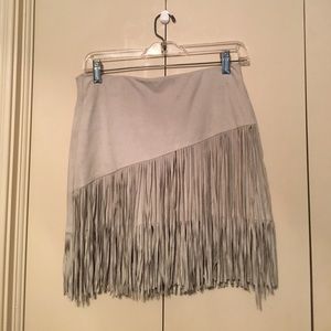 Zara Suede Fringe Skirt