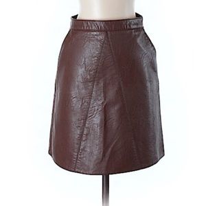 Zara Brown A-Line Pleather Skirt