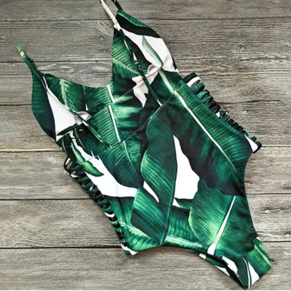 Tropical Leaves One Piece Swimsuit - Picture 1 of 5