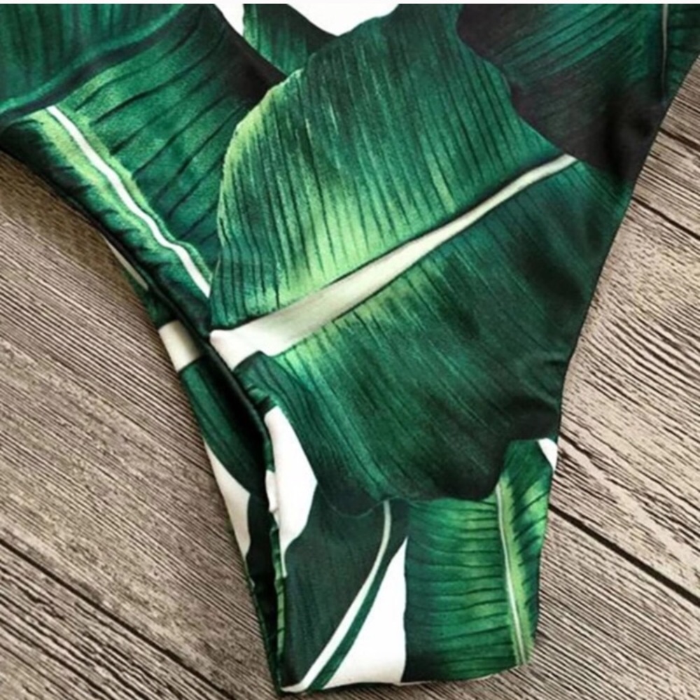 Tropical Leaves One Piece Swimsuit - Picture 3 of 5