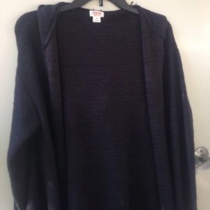 Black hooded knit cardigan