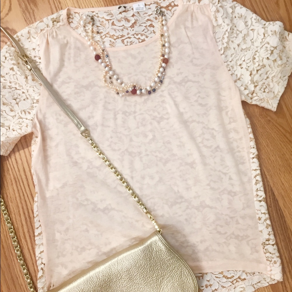 JCREW lace back shirt-apricot-size XS