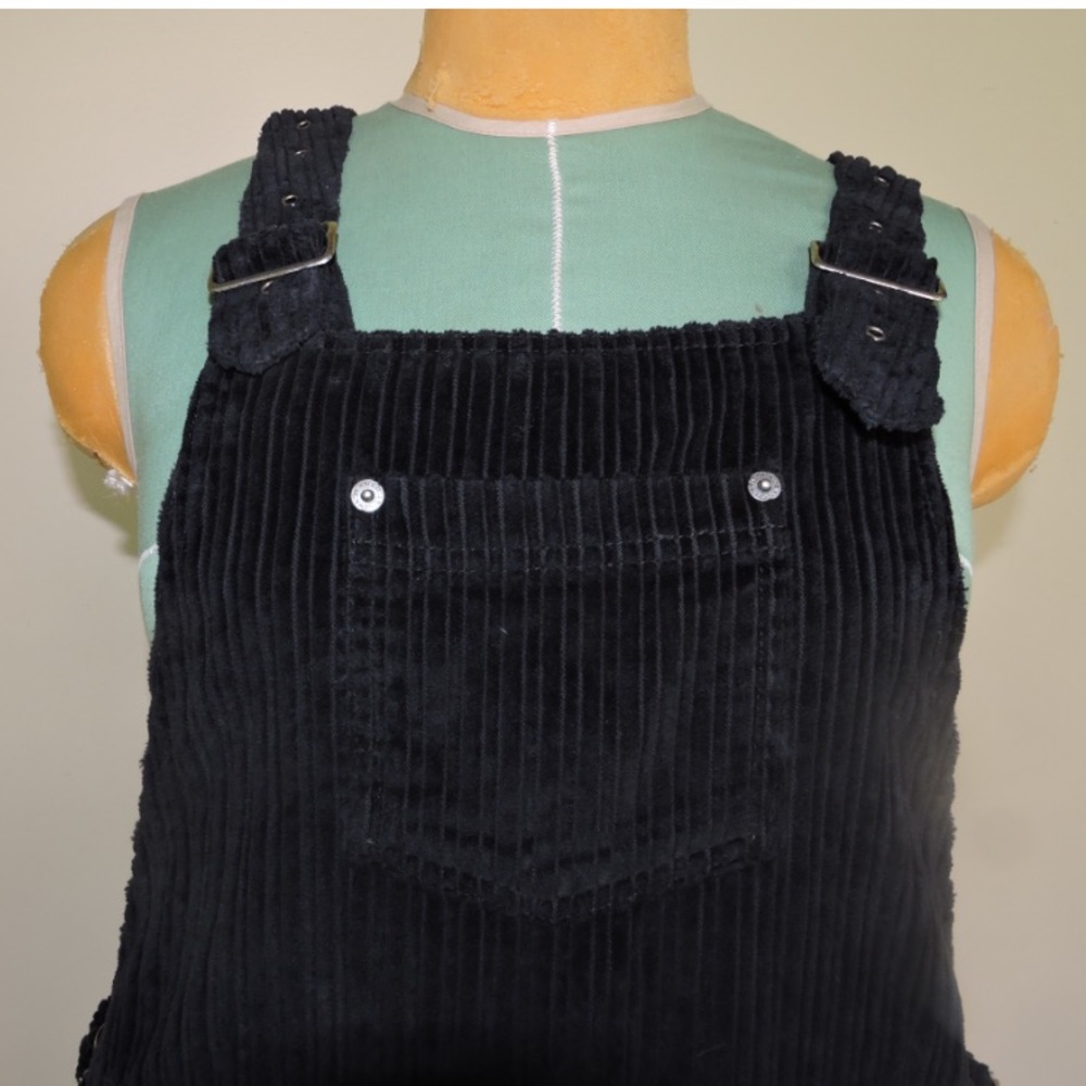 Black corduroy overall dress
