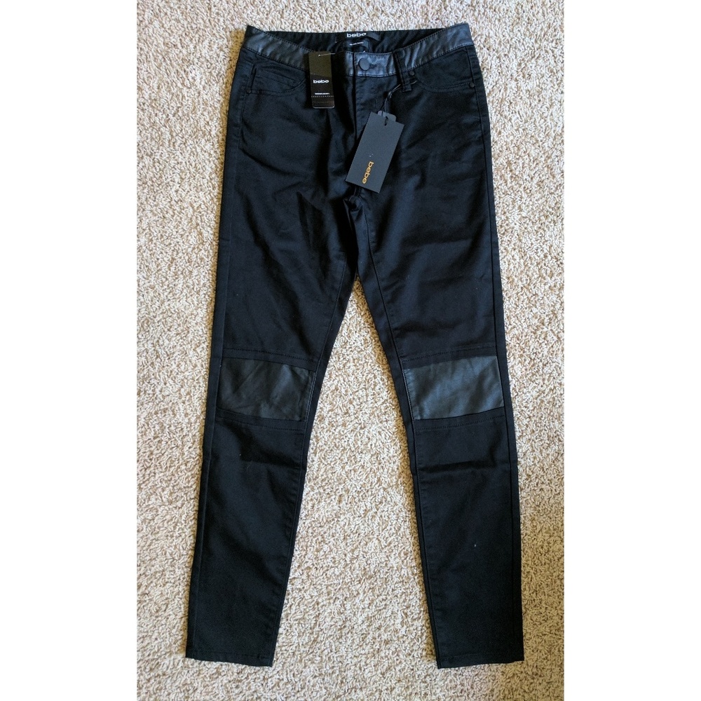 Black Bebe "Contrast Skinny Pants," (NWT)