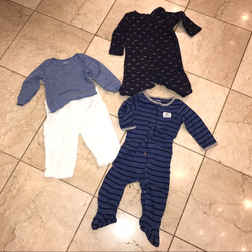 Carter's Long sleeve Pajamas & Outfit. 3 Pack. 9mo