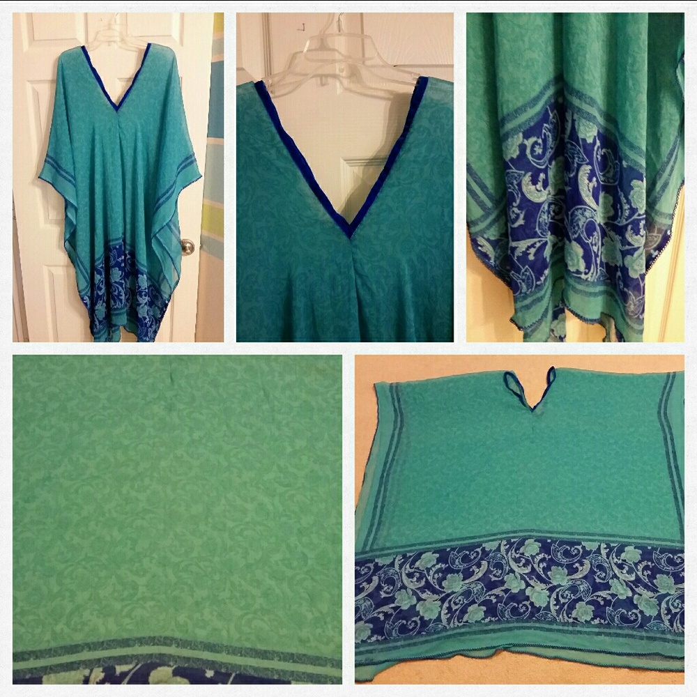 Beach Cover Up pure chiffon with self print NWOT