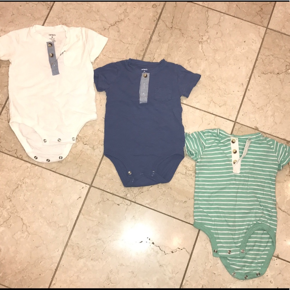 Carter's Shortsleeve Onesies for Boy Sz 9 mo. 3 PK