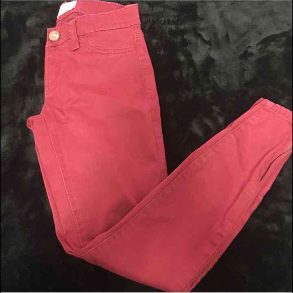 Rosewood red ankle zip jeans