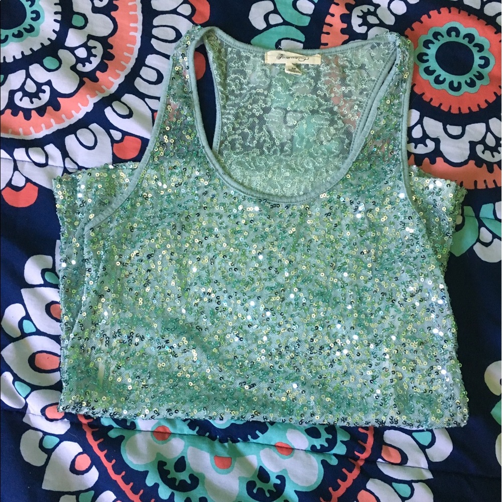 Mint Blue Sequin Tank