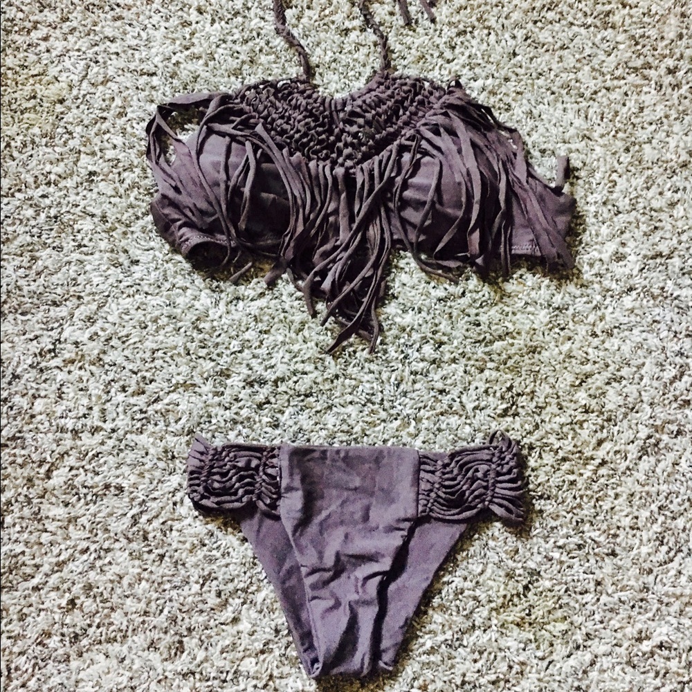 Brown Fringe Women's Small/Medium Bikini