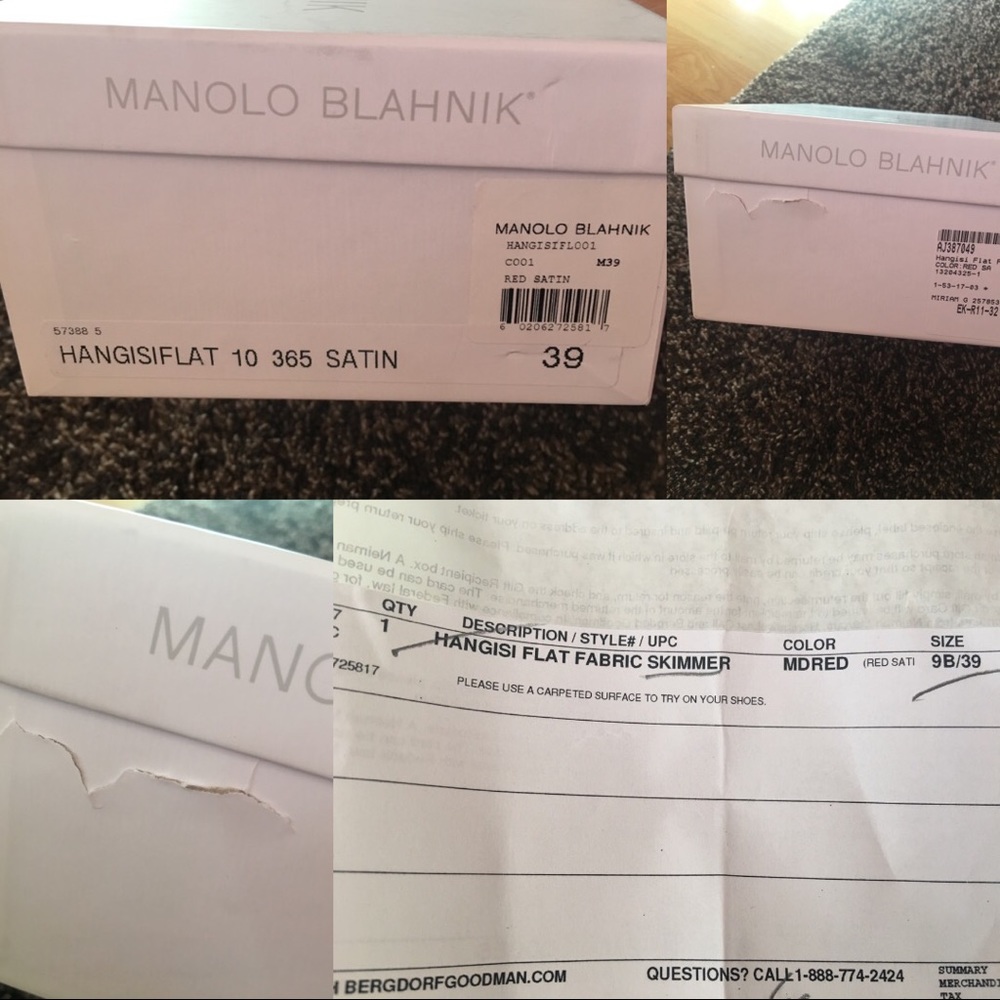 Manolo Blahnik Hangisi Medium Red Satin Flats, 39 - Picture 6 of 7