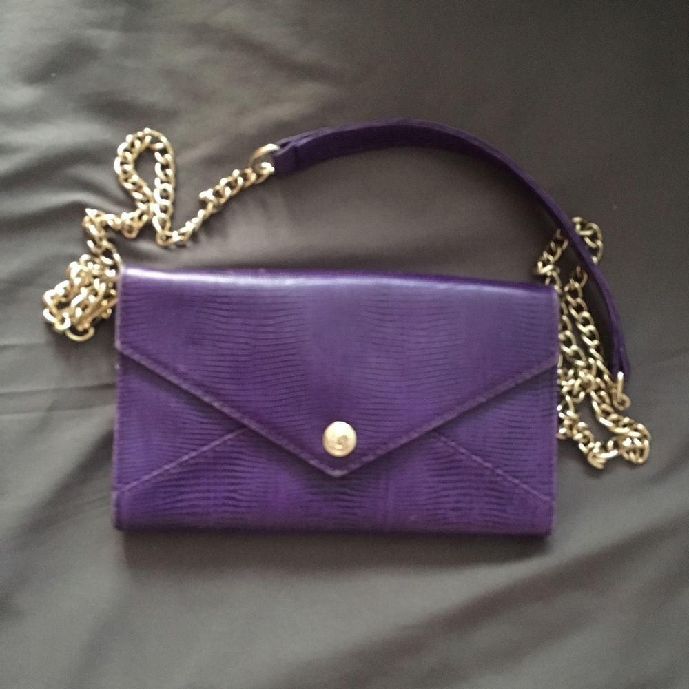 REBECCA MINKOFF Purple Leather Chain Crossbody