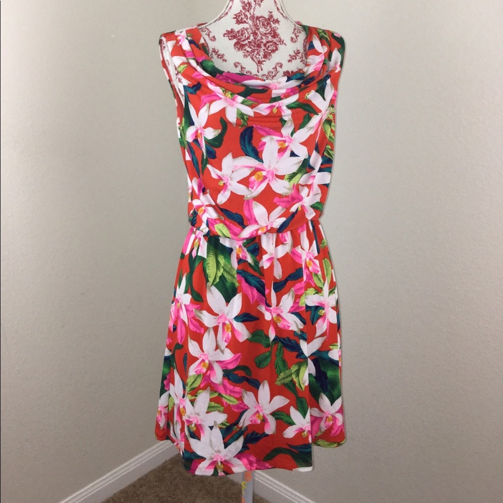 Express Red Floral Hawaiian Dress S