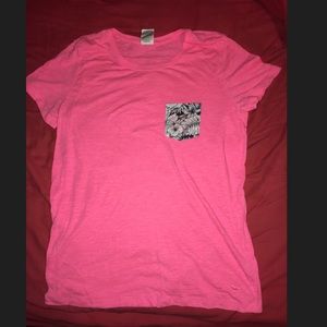 Victoria secrete neon pink pocket t shirt