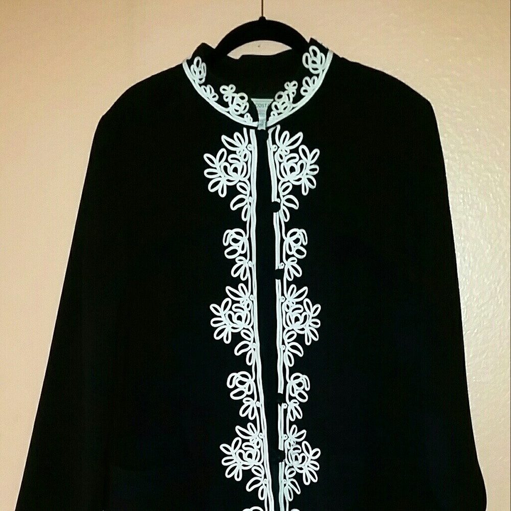 Victor Costa Mandarin Jacket with White Accent