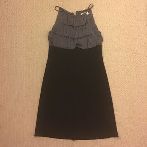 Black and grey ruffle dress
