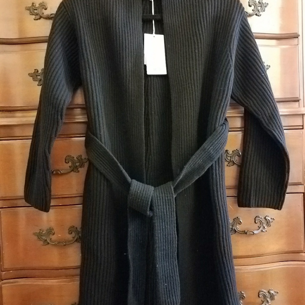 Uniqlo U Lambswool Cardigan Black Long XS S