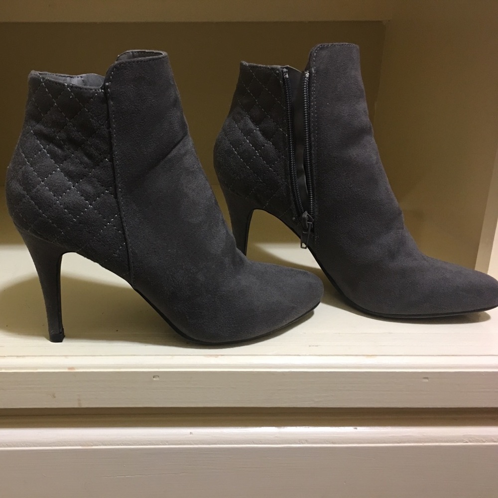 Gray bootie heels