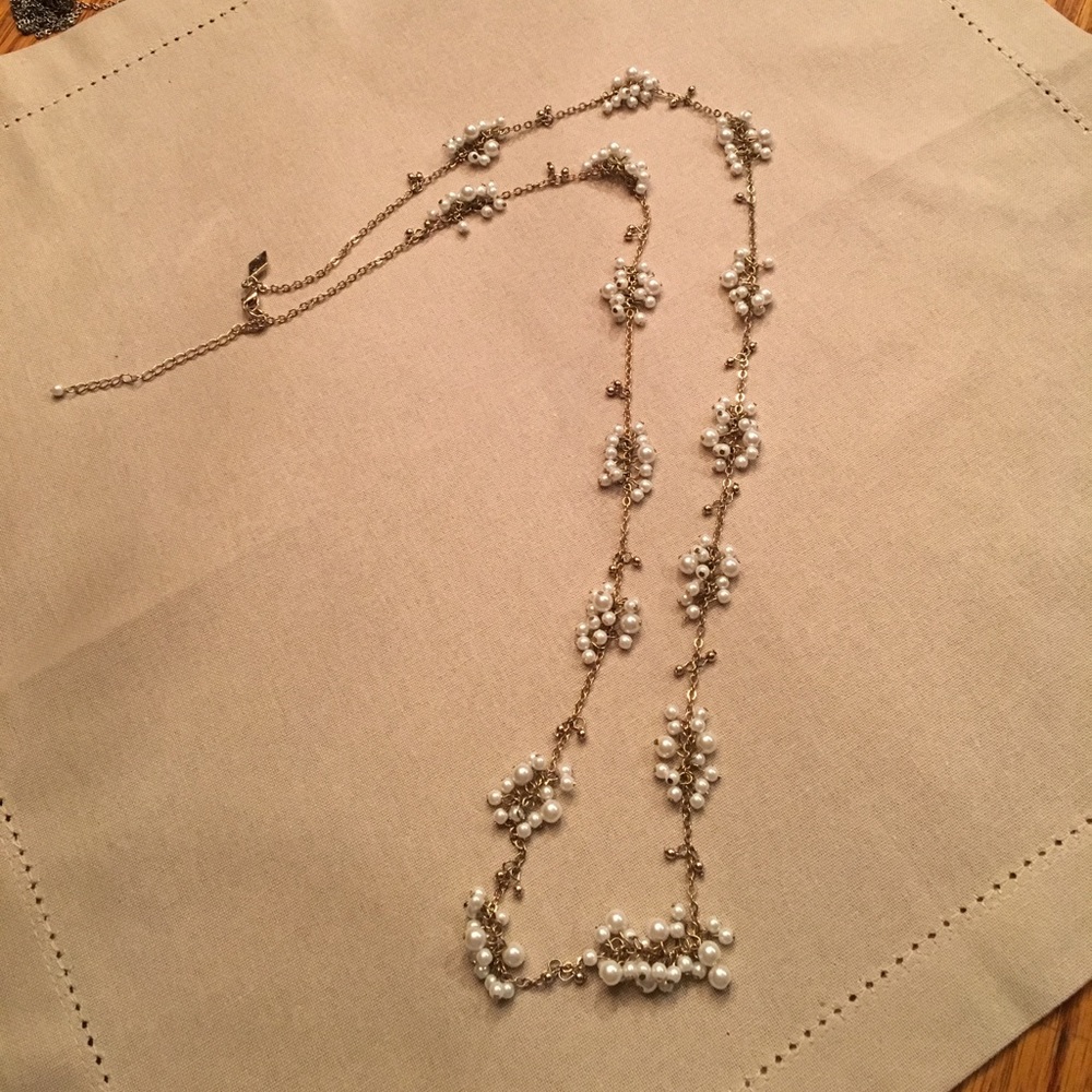 Sequin long pearl necklace
