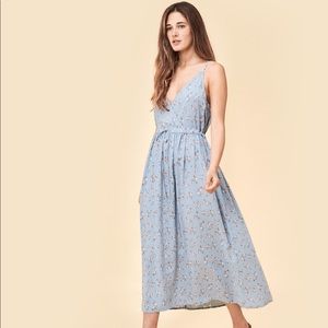 Christy Dawn Blue w pink Floral Lincoln Dress OS