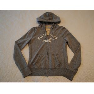 Light Gray Hollister Zip-Up Sweatshirt