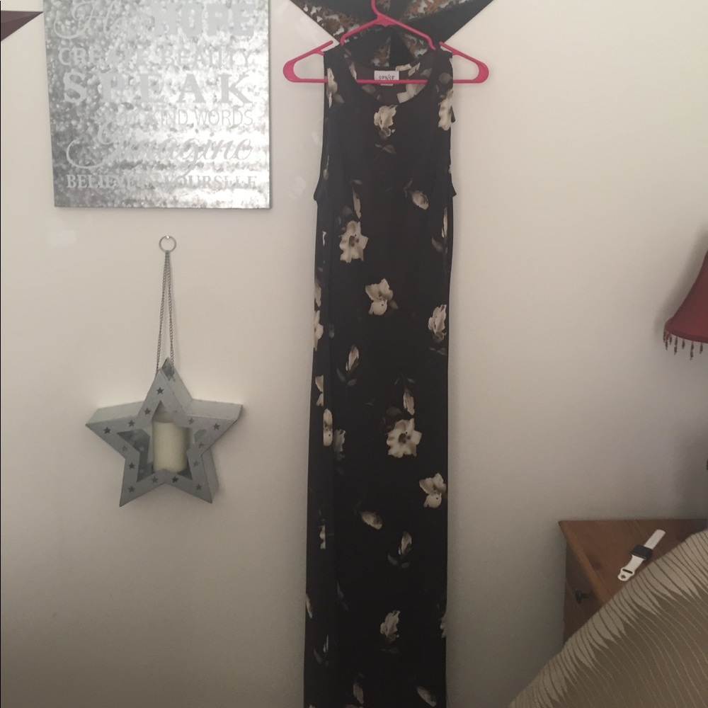 Long brown floral dress