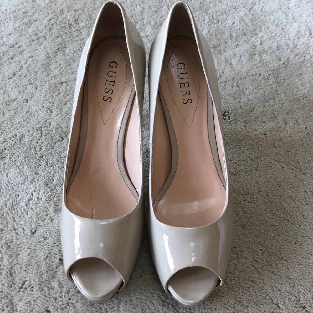 Guess peep toe platform heels