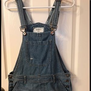Forever 21 blue jean overalls (short)